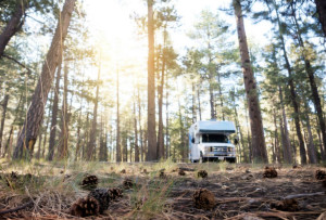 Photo de galerie - Camping-car dans une zone sauvage pendant le lever du soleil
