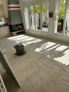 Photo de galerie - Dépose et pose d’une nouvelle moquette dans un salon ! 