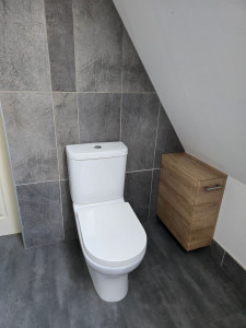 Photo de galerie - Pose de carrelage. Installation de toilettes +montage, implantation d'un meuble. 