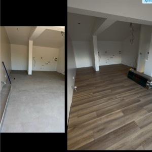 Photo de galerie - Avant / Après pose 45 m2 de dalles PVC  