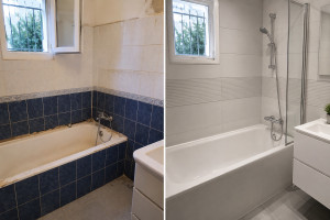Photo de galerie - Remplacement de baignoire et installation sanitaire moderne.