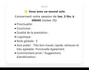 Photo de galerie - Avis d'une cliente 