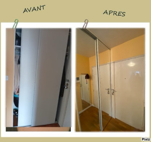 Photo de galerie - Les portes coulissantes du dressing sont habillées de larges miroirs qui leur apportent à la fois élégance et fonctionnalité. Le miroir est posé de façon uniforme sur toute la hauteur de la porte, créant un effet de profondeur et agrandissant visuellement