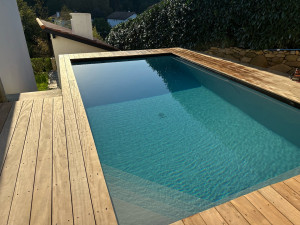 Photo de galerie - Piscine 6.00x300 a fond plat et pvc armé gris clair structuré 