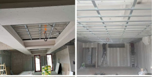 Photo de galerie - AVANT ET APRES de mise en place du faux plafond 