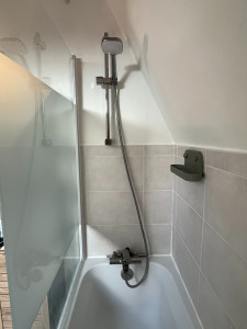 Photo de galerie - Changement mitigeur + installation de la colonne de douche + paroi de baignoire 