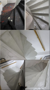 Photo de galerie - Résine Gris claire escalier, 4 étages.