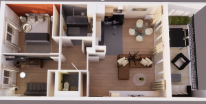 Photo de galerie - Réalisation d'une 3D pour un appartement à Saint Ouen afin d'aider un client à se projeter dans l'aménagement de l'espace et pour la décoration