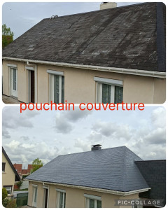 Photo de galerie - Nettoyage de toiture. 
application de peinture. 
traitement anti mousse et hydrofuge. 