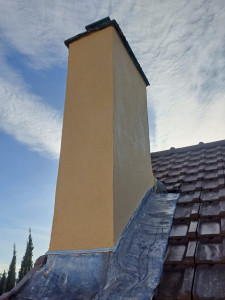 Photo de galerie - Ravalement Cheminée +  étanchéité pose bande solin et Plomb 