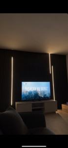 Photo de galerie - Bande led dans le tasseaux en bois avec variateur rotary
