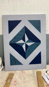 Photo de galerie - Tableau de crépi peinture et tapisserie réaliser sur demande d’un client 