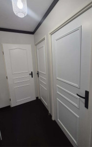 Photo de galerie - Installation de portes intérieures avec pose de tasseaux pour créer une ambiance chaleureuse et moderne. 