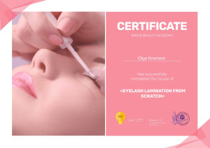 Photo de galerie - Diplôme en rehaussement et lamination des cils et des sourcils