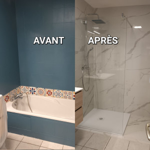 Photo de galerie - Rénovation complète d'une douche et pose de carrelage 1mx1m✅️