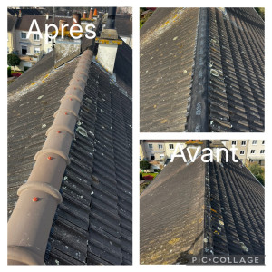 Photo de galerie - Remplacement d’un faîtage  sceller, ciment par un faîtage à sec