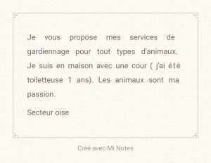 Photo de galerie - Garde d'animaux a mon domicile, je peut aussi venir nourrir vos loulous. Quand vous partez en vacances vous aurez toujours des nouvelles de vos loulous et des photos. 