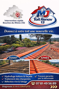 Photo de galerie - Réfection d’un faîtage + hydrofugation des tuiles