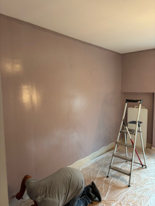 Photo de galerie - Réalisation d’un mur en couleur dans un salon