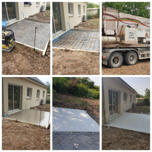 Photo de galerie - Création de terrasse en béton et un abri pour vélo en béton.