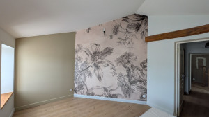 Photo de galerie - Rénovation d' une chambre peinture et pose de panoramiques 