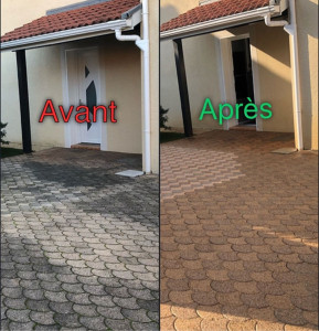 Photo de galerie - Nettoyages devant maison avant après 