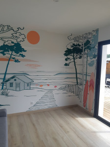 Photo de galerie - Pose de papier peint intissé panoramique. 