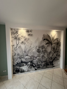 Photo de galerie - Remise en peinture et pose de papier peint décoratif 