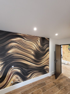 Photo de galerie - Pose papier peint à raccord decoratif