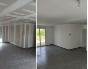 Photo de galerie - Application des bandes à joint 3 passes plus ponçage de l'ensemble des surfaces puis application d'une sous-couche plus finition de 2 couche de blanc mat