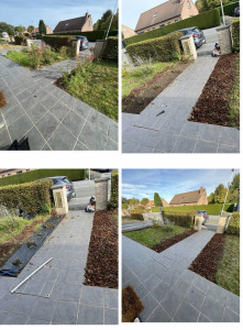 Photo de galerie - à la demande du client, couper au pied les rosiers, mettre une bâche pour évité les mauvaises herbe de s’introduire + re mettre le composte sur la bâche 