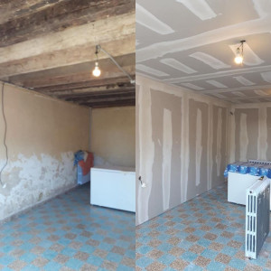Photo de galerie - Lslation mur intèrieur-Montage plaques de plâtre 