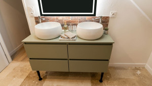 Photo de galerie - Pose d'un lavabo double vasque 