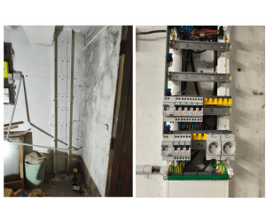 Photo de galerie - Tableau electrique réalisé dans le cadre d'une renovation partielle. Les rails vides sont en attente du reste de la renovation. 