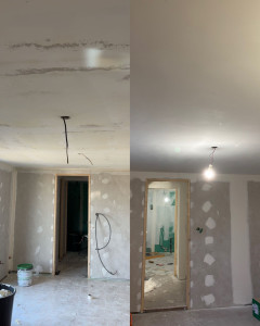 Photo de galerie - Rénovation plafond – Enduisage complet

Remise en état d’un plafond abîmé avec enduisage complet, ponçage et finition prête à peindre.

Travail soigné pour obtenir une surface parfaitement lisse et homogène.

AM Rénovation