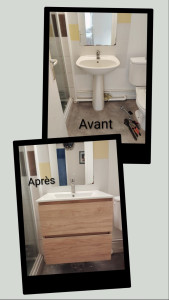 Photo de galerie - Changement lavabo pour un joli meuble lavabo.