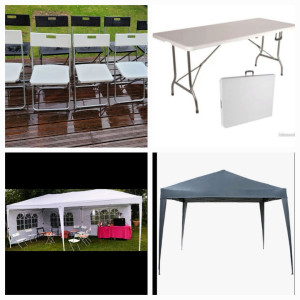 Photo de galerie - Tonelle 6x3 et 3x3, tables et chaises...