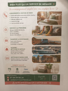 Photo de galerie - Bonjour je plusieurs propositions de service a la personne ménage repassage entretien remise des clefs entrée sortie entretien des lieux particulier ou public nettoyage des bateaux ⛵ mobil-home transport covoiturage ?