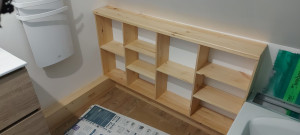 Photo de galerie - Fabrication de meuble de rangement sur-mesure et pose de parquet bois, composite et PVC
