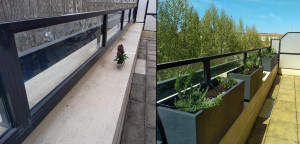 Photo de galerie - Installation de plusieurs jardinières sur un balcon , avec plantation et installation d'un arrosage automatique , et passage d'un coup de karcher sur les dalles de la terasse