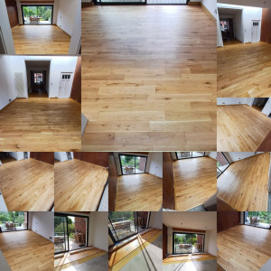 Photo de galerie - Pose  du  parquet collé  , bois  massif 
15 mm.