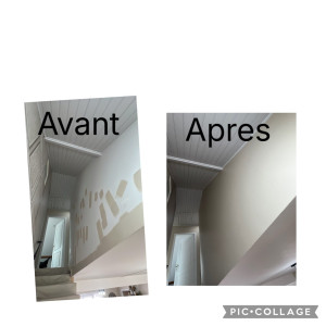 Photo de galerie - Enduit Général une mur escaliers 