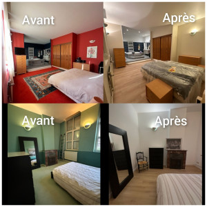 Photo de galerie - Application de peinture après avoir enduit et poncer, suppression de moquettes et pose de sous couches et parquet 