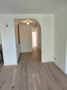 Photo de galerie - Rénovation complète des murs avec une demi arche, pose du parquet, électricité et plomberie.
