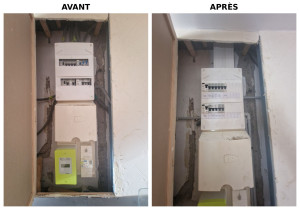 Photo de galerie - Reprise d’un tableau non conforme en rénovation, ajout de différentiels aux calibres conformes, repérage, prise de terre