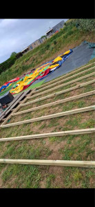 Photo de galerie - Création du terrasse bois éphémère pour un camping ! ⛺️ 