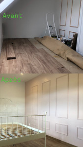 Photo de galerie - Enduit général peinture ,pose spot ,pose moulures , revêtements sols parquet 