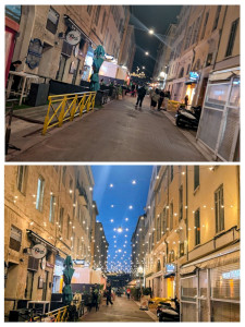 Photo de galerie - Création d'éclairage d'une rue sans lumière avant après.