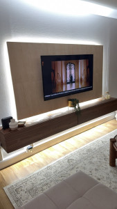 Photo de galerie - Pose de mur 3D avec led cablé sur interrupteur. 