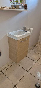 Photo de galerie - Installation d'un lave main avec modification évacuation 